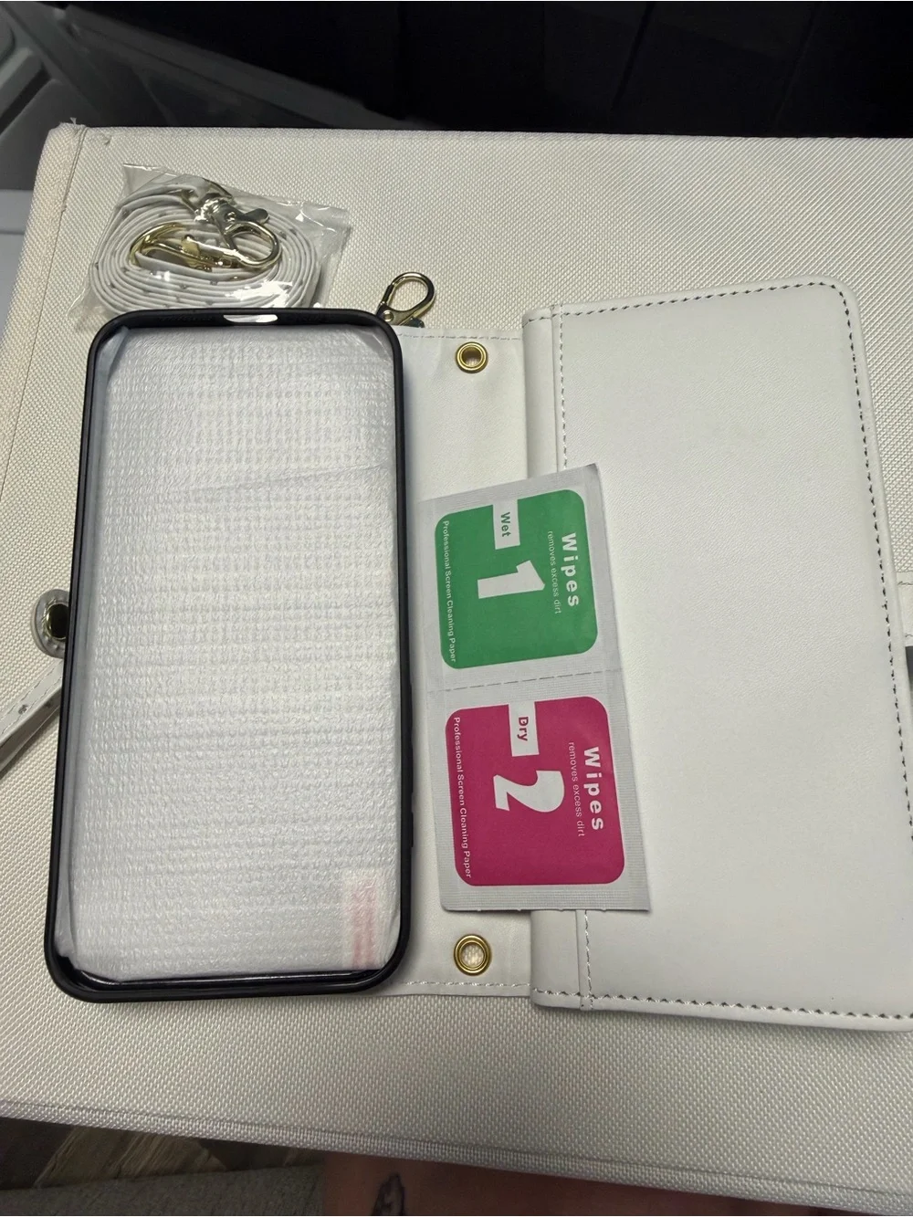 Brand new White with Gems Wallet/Change Purse + an iPhone 15 Pro Max Case
